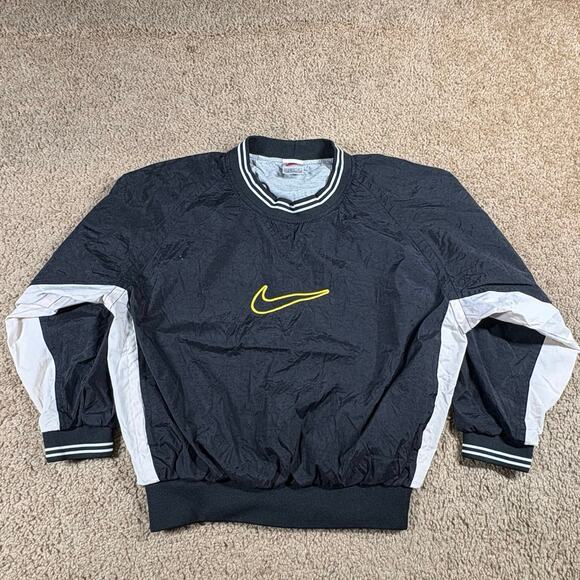 Vintage Nike Windbreaker Pullover Jacket Black White 90s Youth Size M Pre owned - Picture 1 of 6